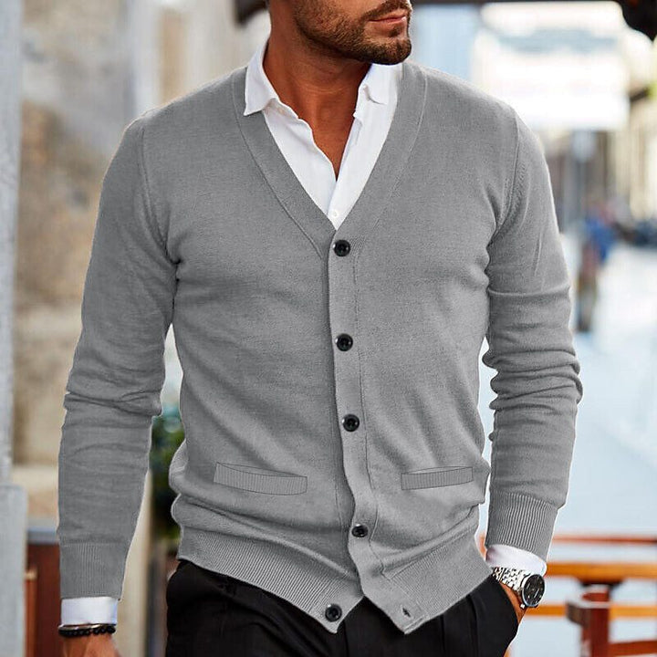 Mens Cardigan V-Neck Button Front Casual Fit