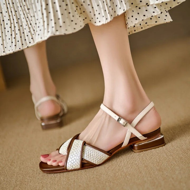 Womens Leather Sandals Comfortable Flat Fit