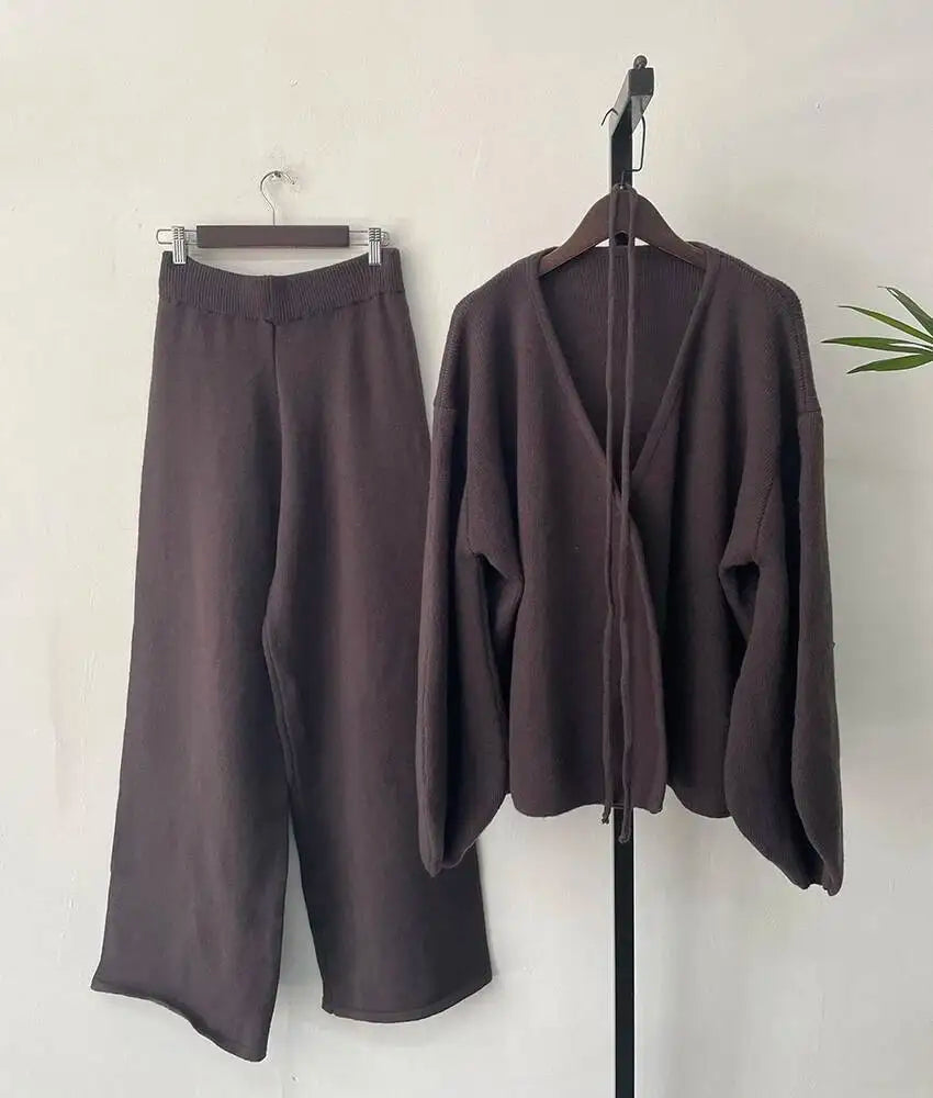 Womens Sweater and Trousers Set Cozy Fit