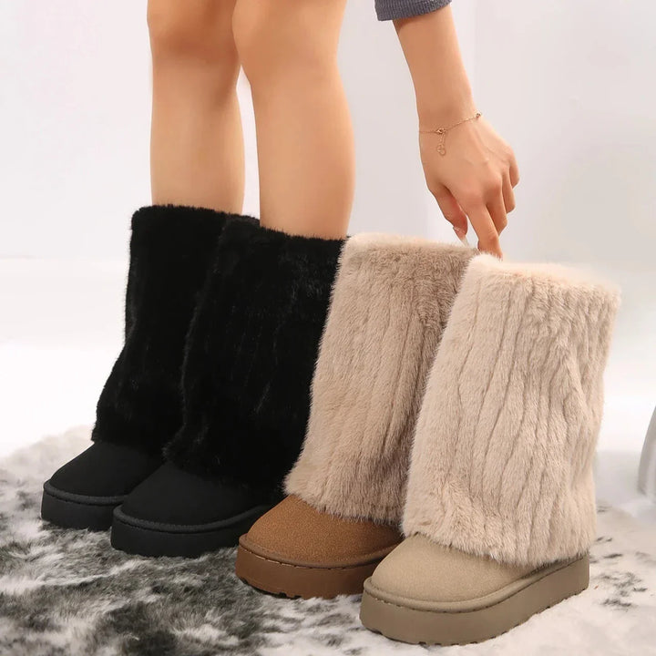 Womens Fur Boots Slip-On Style