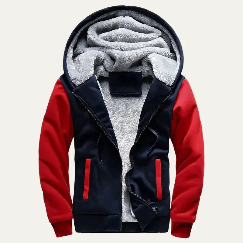 Mens Hooded Zip Jacket Thermal Fleece Lined