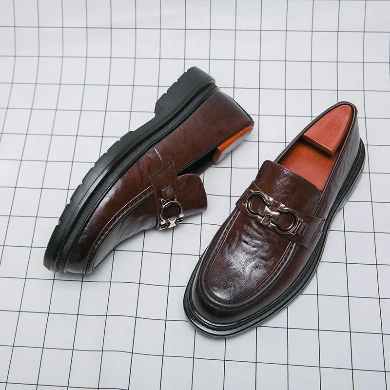 Mens Leather Loafers Slip-On Classic Fit