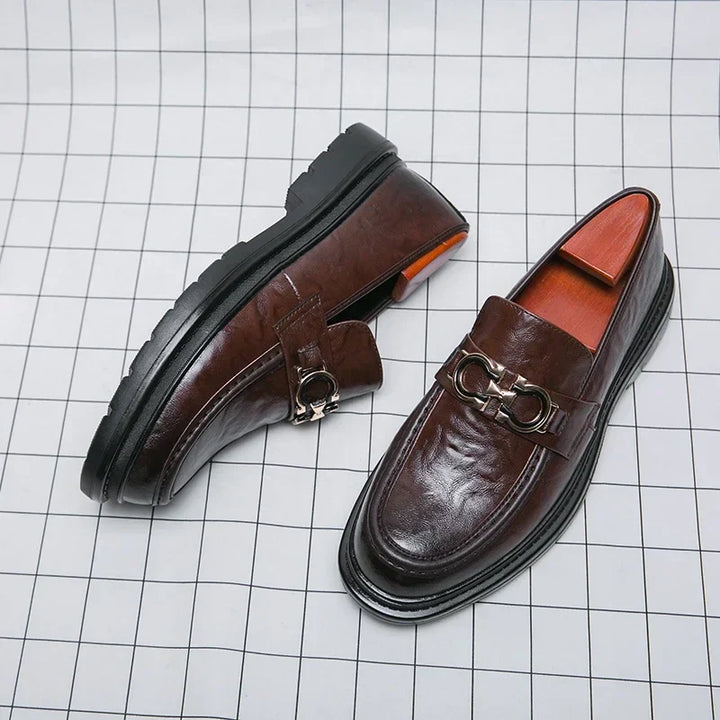 Mens Leather Loafers Slip-On Classic Fit
