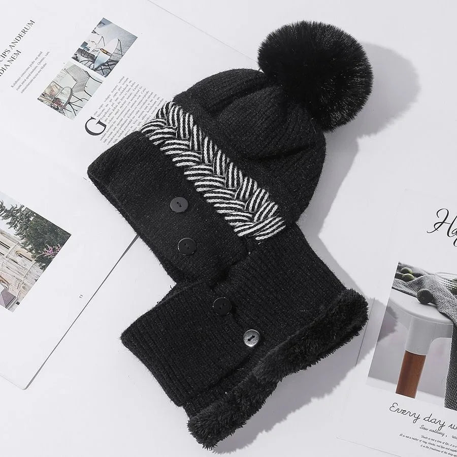 Unisex Beanie Hat Soft Fuzzy Pom Pom