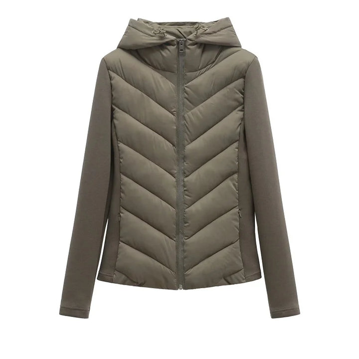 Womens Quilted Cotton Coat Hooded High Collar
