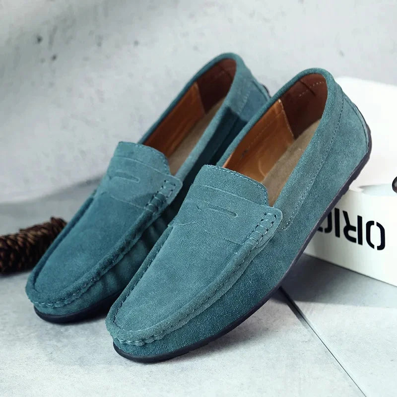 Mens Leather Slip-On Loafers Classic Style