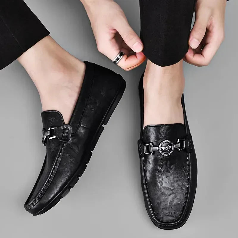 Mens Loafers Genuine Leather Slip-On