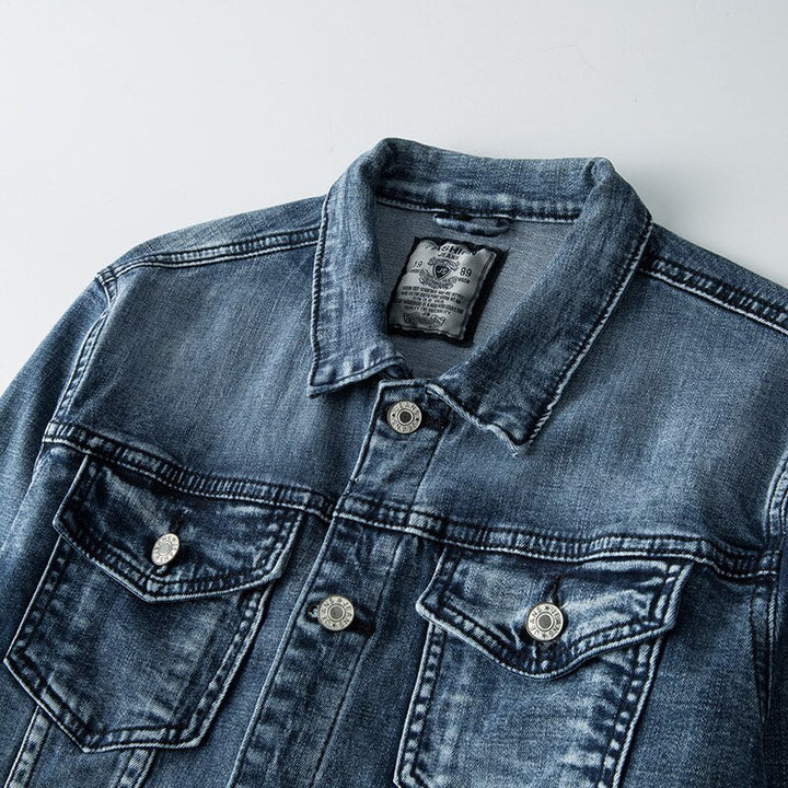 Mens Denim Jacket Classic Biker Style