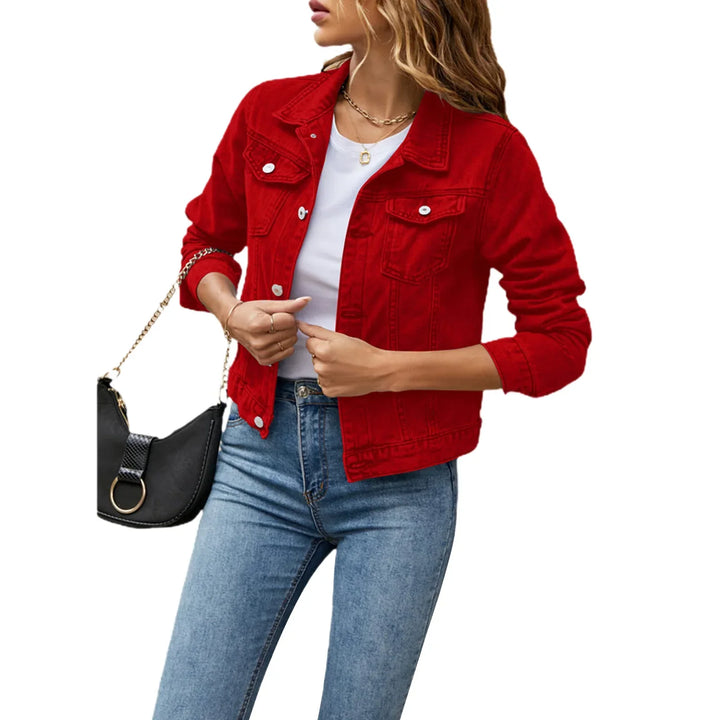 Womens Denim Jacket Fitted Short Sleeve