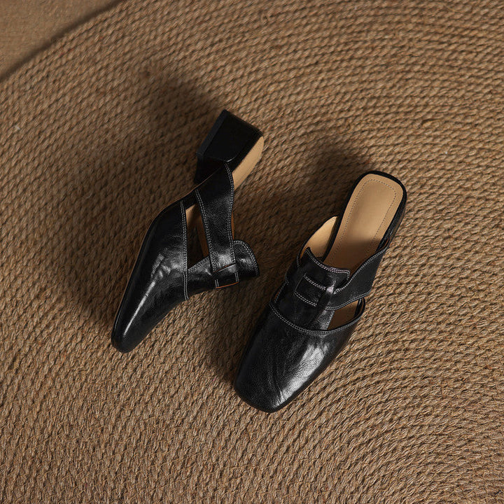 Womens Leather Mules Genuine Leather Slip-On