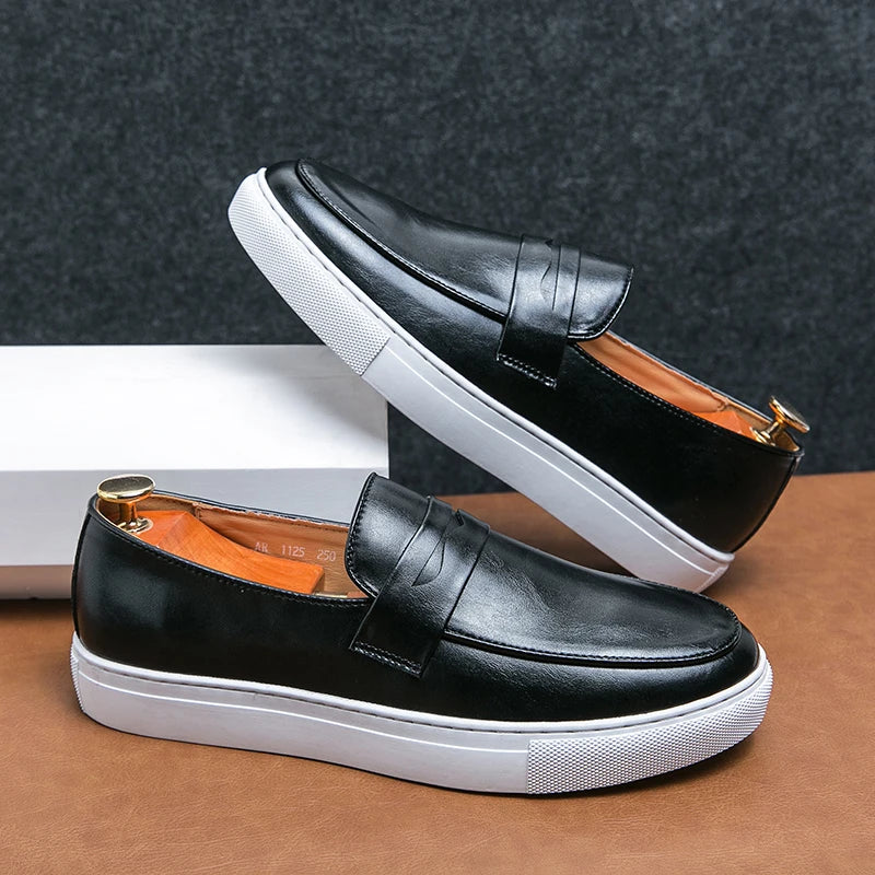 Mens Loafers Genuine Leather Slip-On