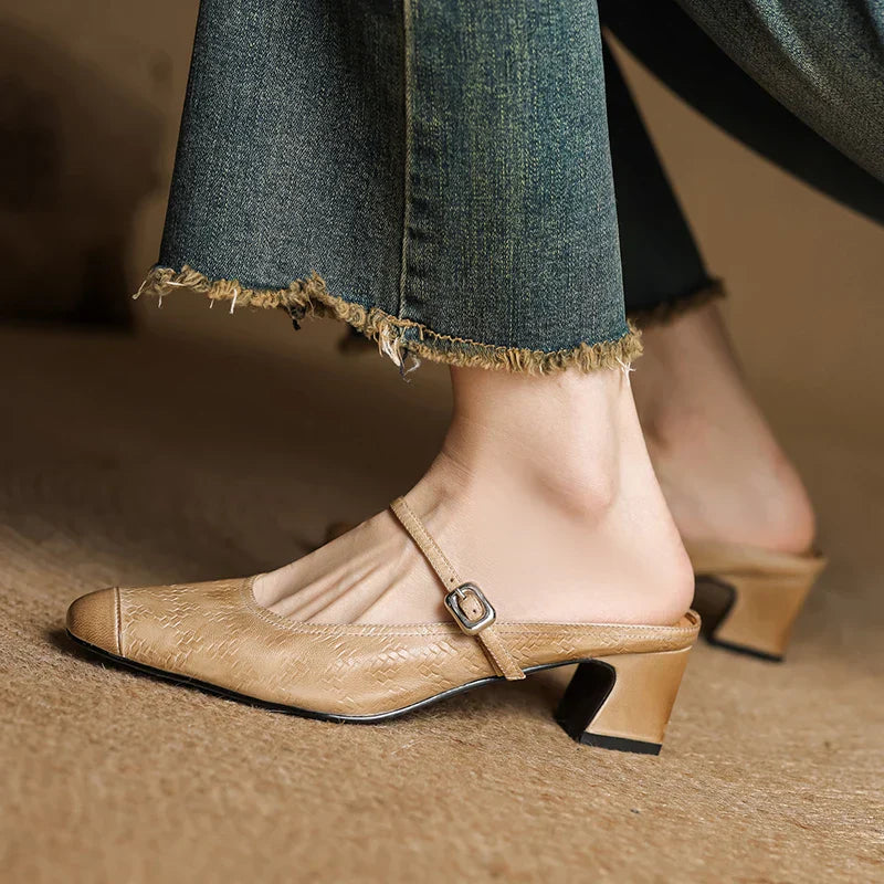 Womens Leather Mules Genuine Leather Slip-On