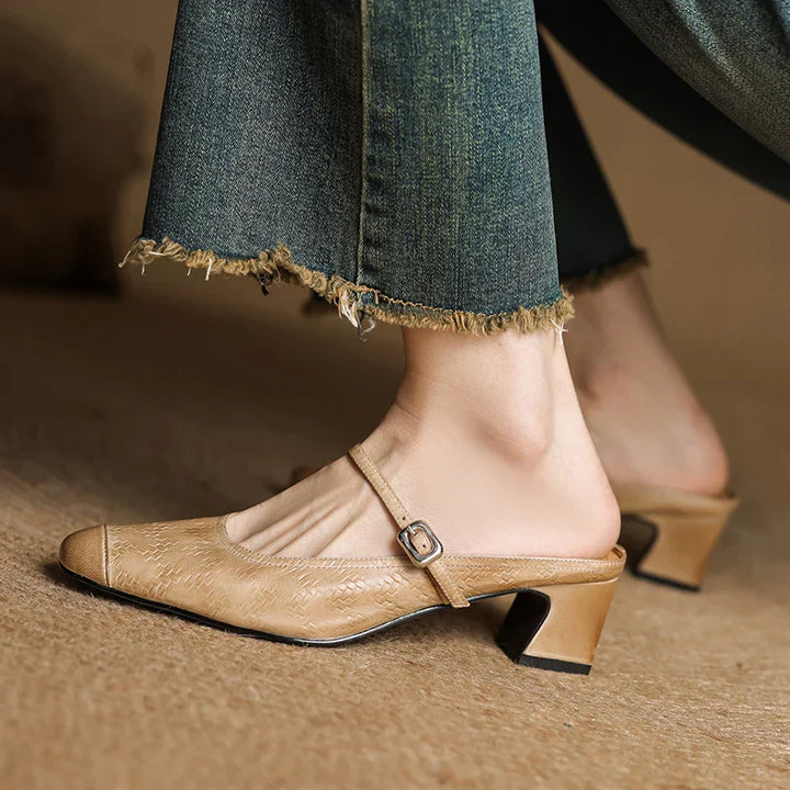 Womens Leather Mules Genuine Leather Slip-On