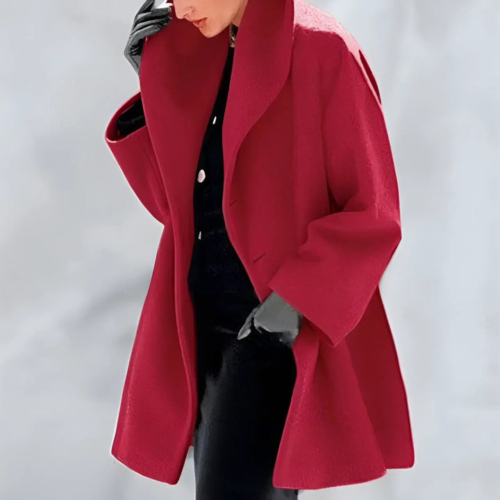 Womens Long Winter Coat Wool Blend Button Closure