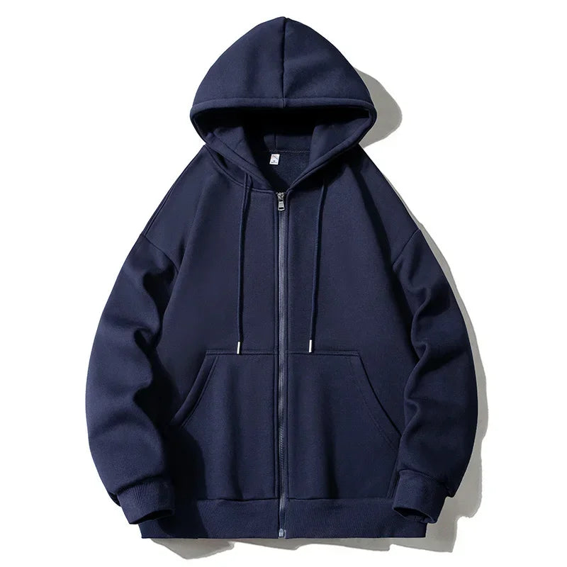 Mens Hooded Jacket with Zip-Up Closure Large Size