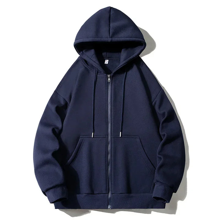 Mens Hooded Jacket with Zip-Up Closure Large Size