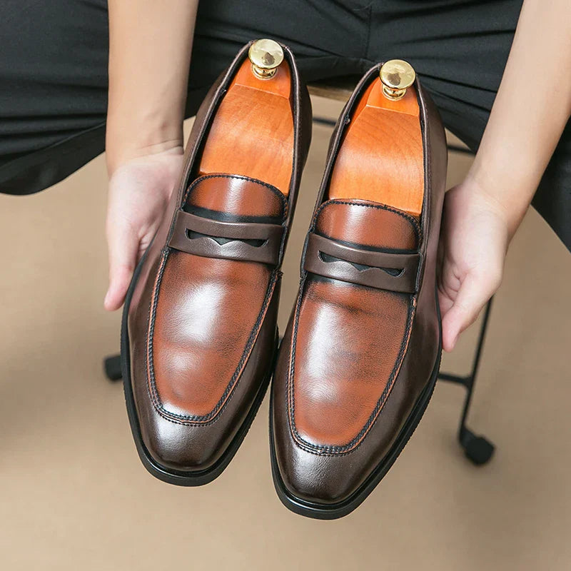 Mens Leather Loafers Slip-On Comfortable