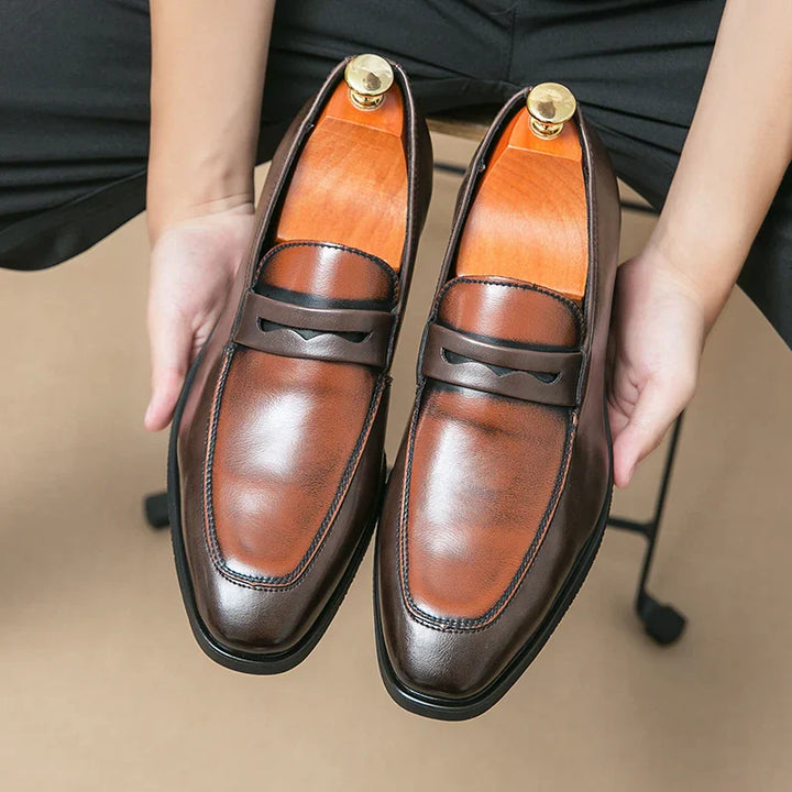 Mens Leather Loafers Slip-On Comfortable