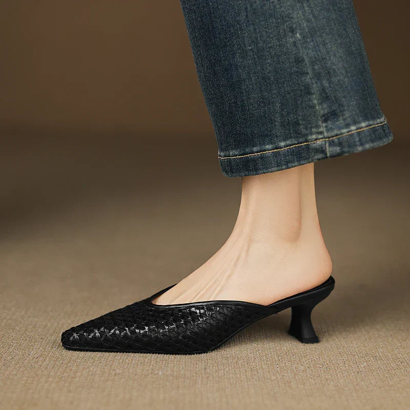 Womens Genuine Leather Mules Slip-On Style