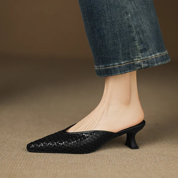 Womens Genuine Leather Mules Slip-On Style