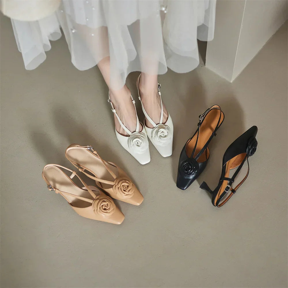 Womens Genuine Leather Slingback Shoes