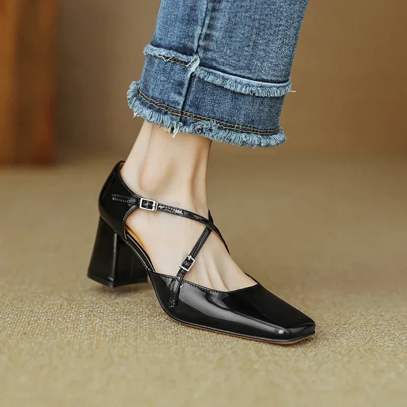 Womens Genuine Leather Heels Classic Fit