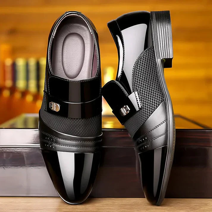 Mens Slip-On Oxford Patent Leather Dress Shoes