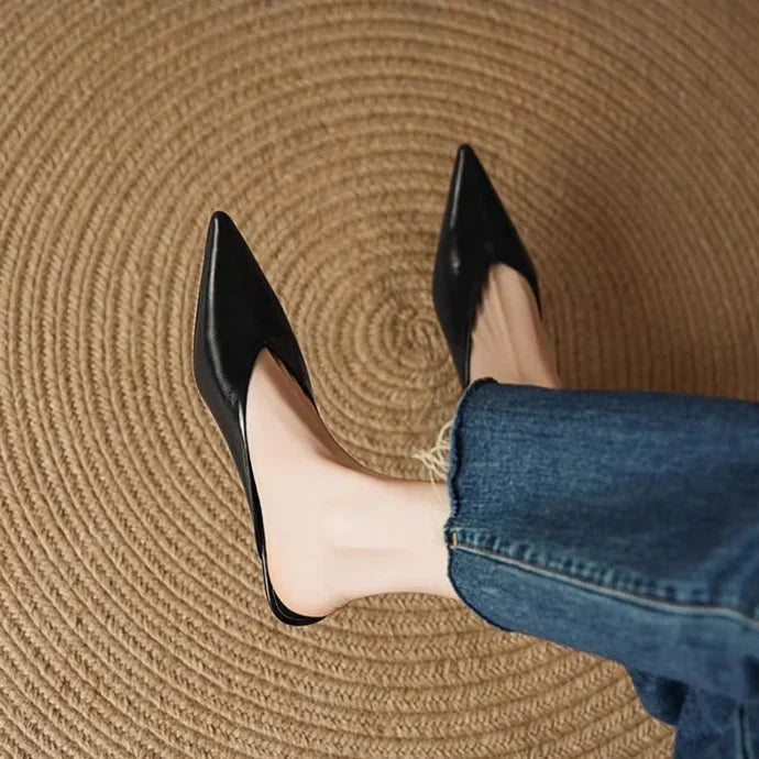 Womens Leather Mules Slip-On Comfortable Fit