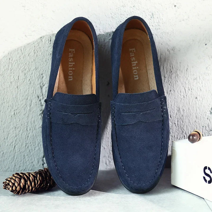 Mens Leather Slip-On Loafers Classic Style - BritishMode