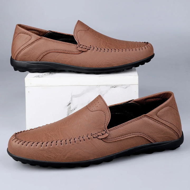 Mens Leather Loafers Slip-On Classic Fit