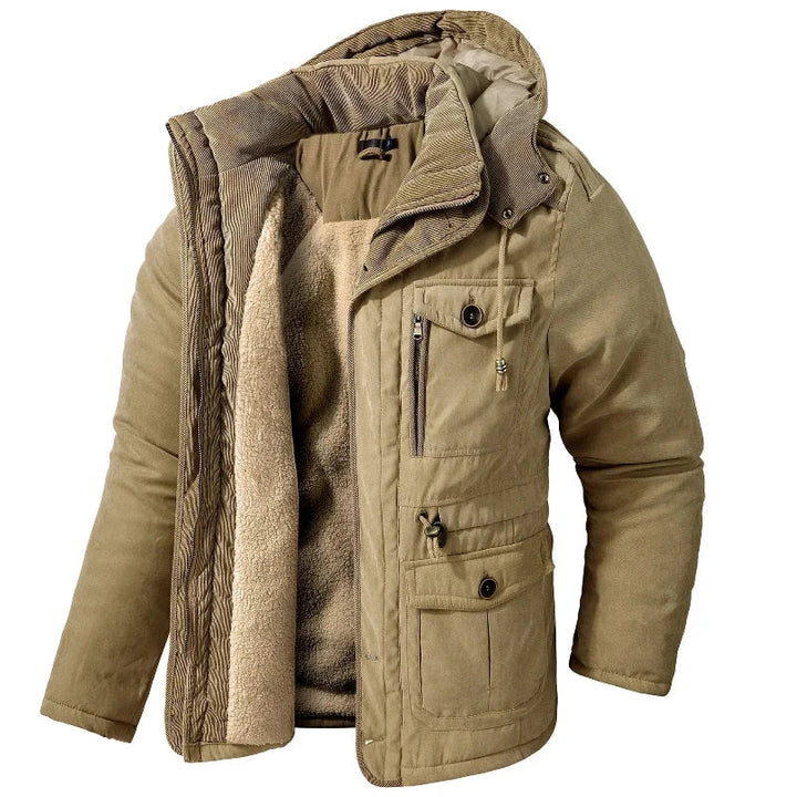 Mens Hooded Jacket Water-Repellent Warm Lining - BritishMode