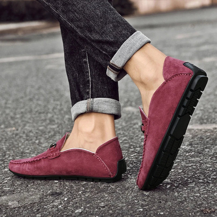 Mens Loafers Genuine Suede Slip-On