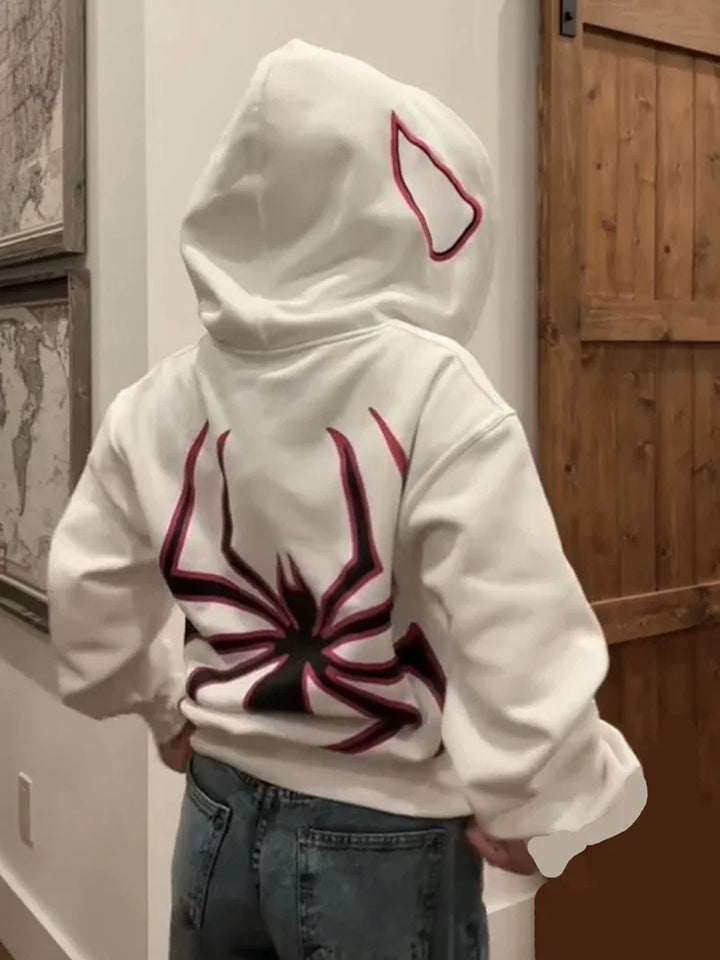 Unisex Hooded Sweatshirt with Zip Up Retro Graphic