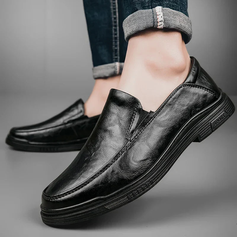 Mens Loafers Genuine Leather Slip-On
