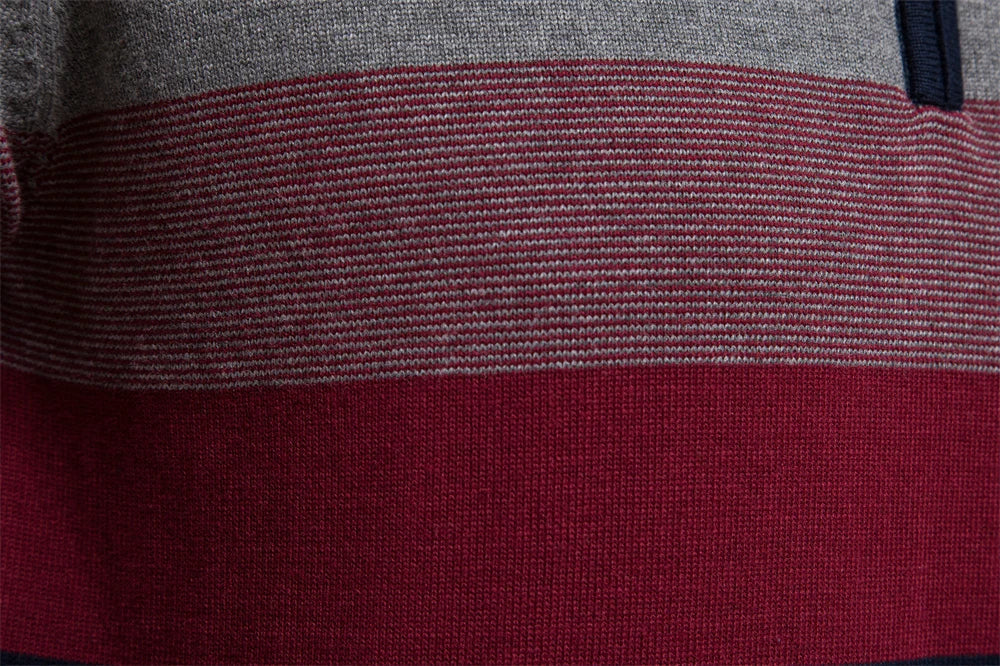 Mens Striped Sweater Quarter Zip Refined Fit