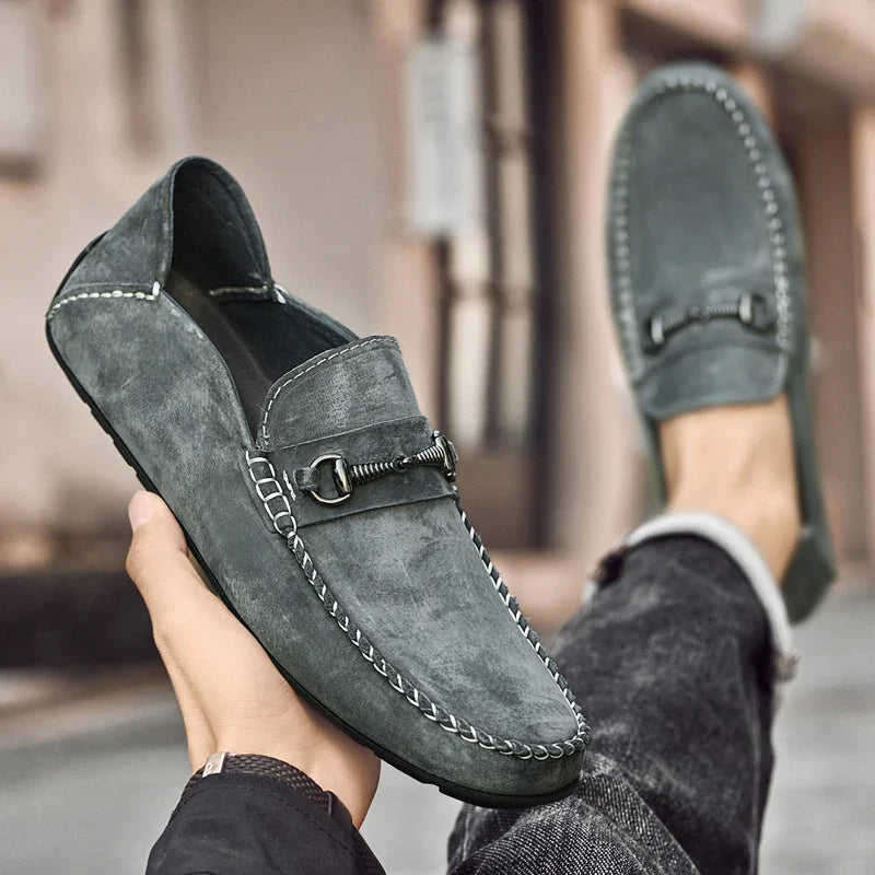 Mens Loafers Genuine Suede Slip-On