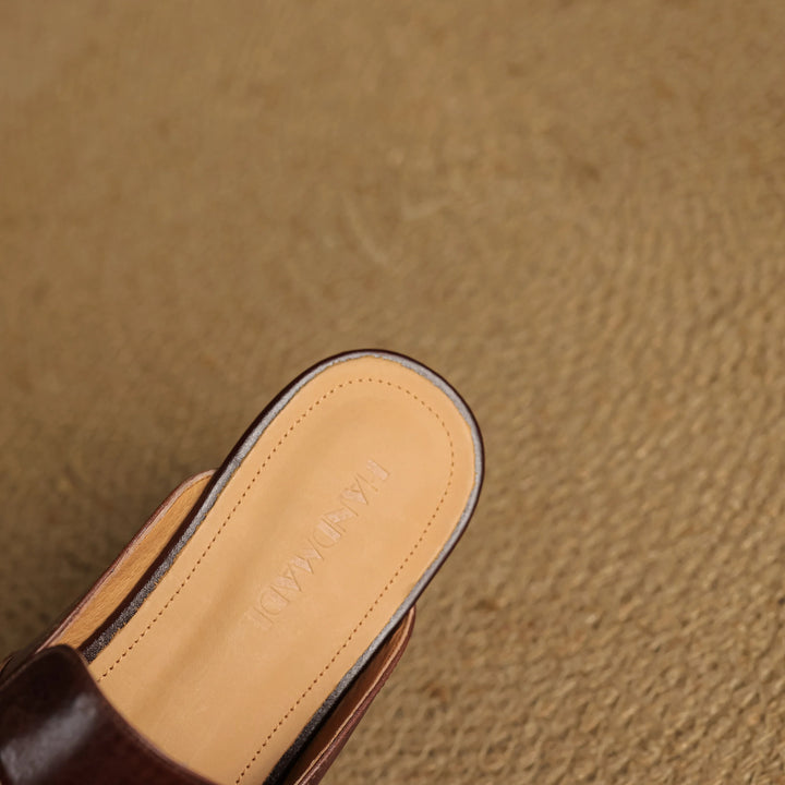 Womens Leather Mules Genuine Leather Slip-On