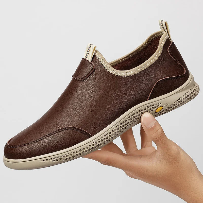 Mens Loafers Genuine Leather Slip-On - BritishMode