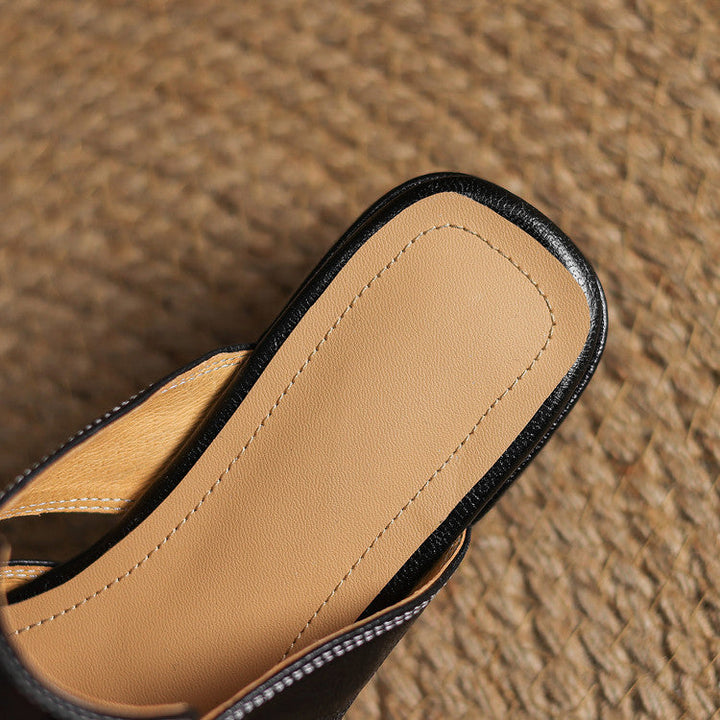 Womens Leather Mules Genuine Leather Slip-On