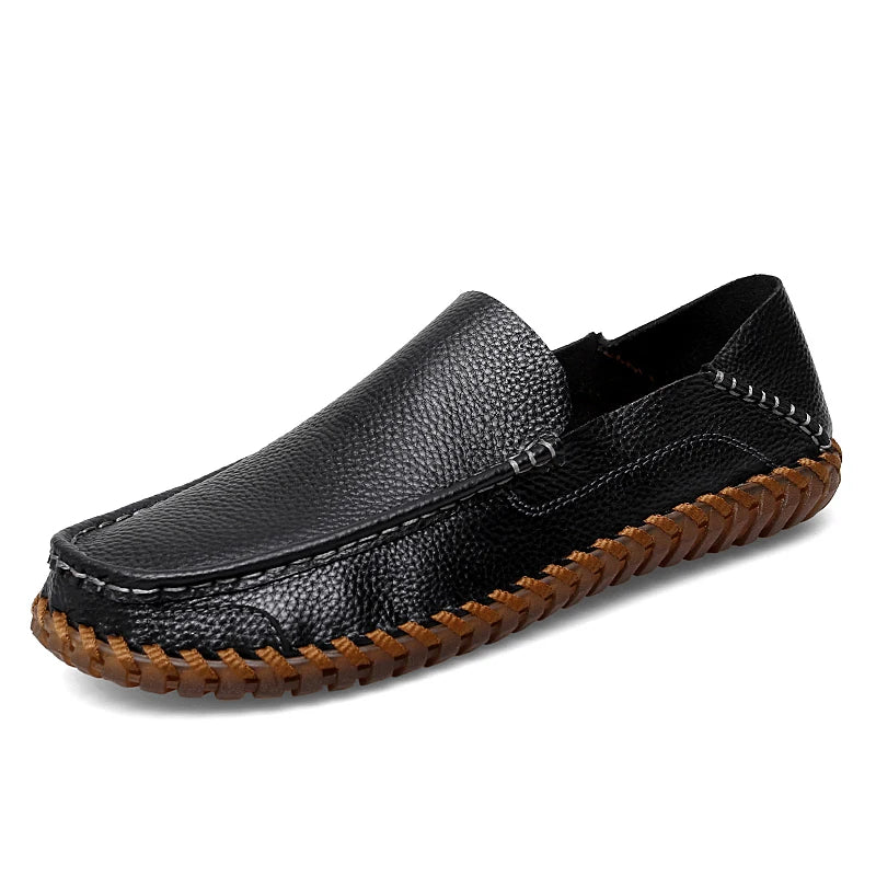 Mens Leather Loafers Handmade Slip-On Cushioned Comfort