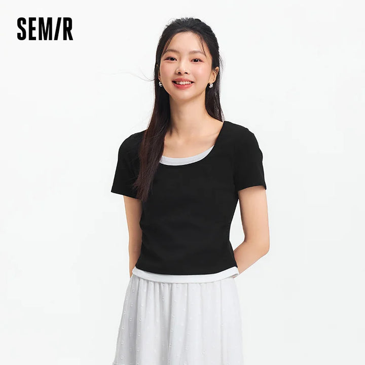 Womens Faux Leather Crop Top V-Neck Slim Fit - BritishMode
