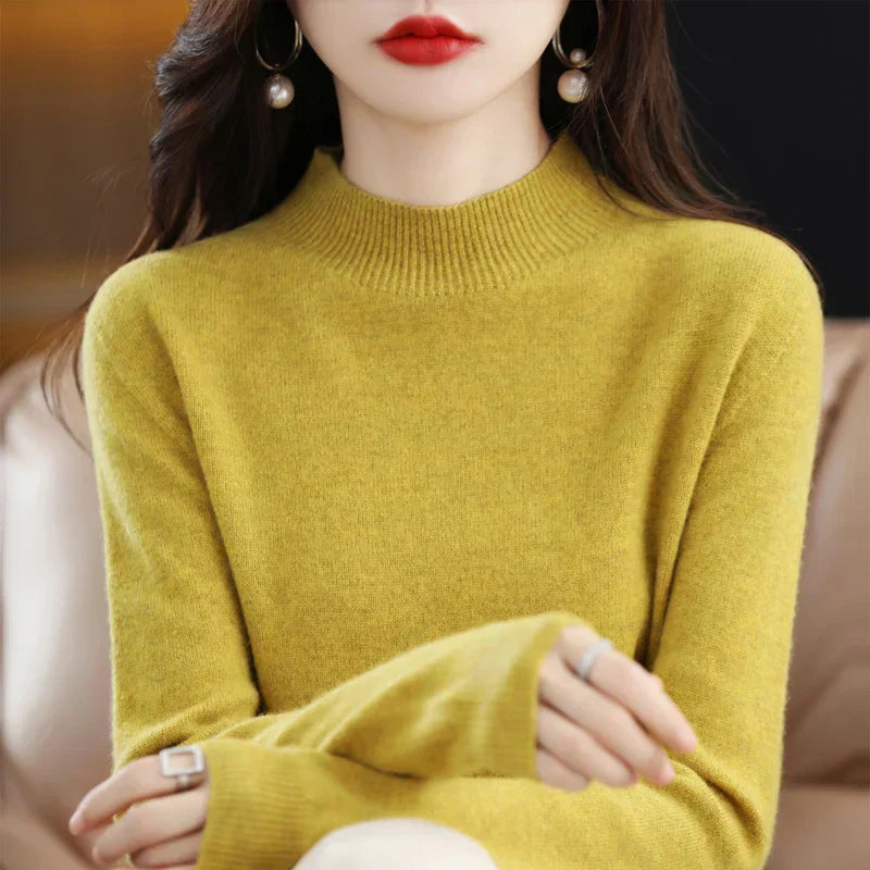 Womens Merino Wool Crew Neck Soft Sweater - BritishMode