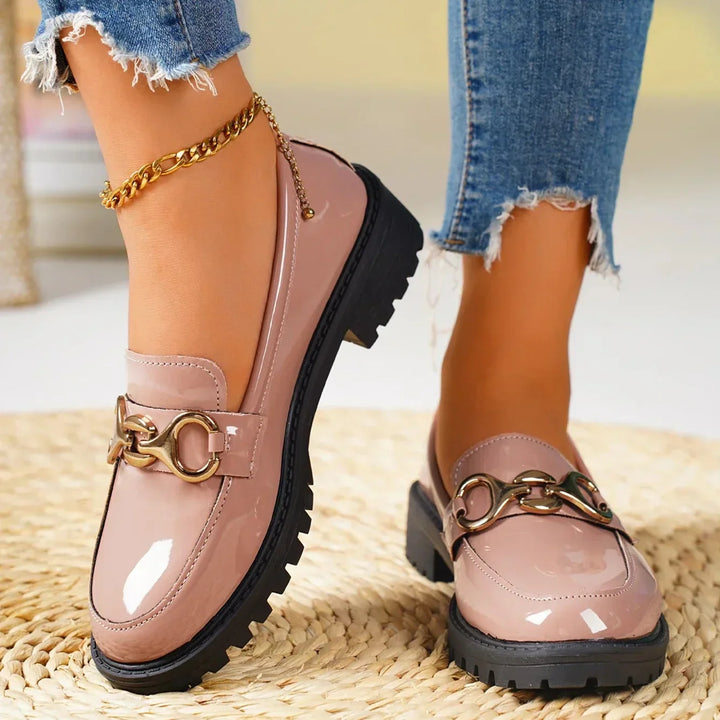 Womens Leather Loafers Slip-On Comfortable Fit