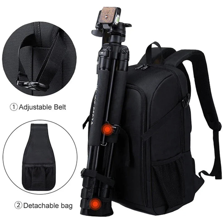 Unisex Waterproof Oxford Camera Backpack Multi-Compartment Storage