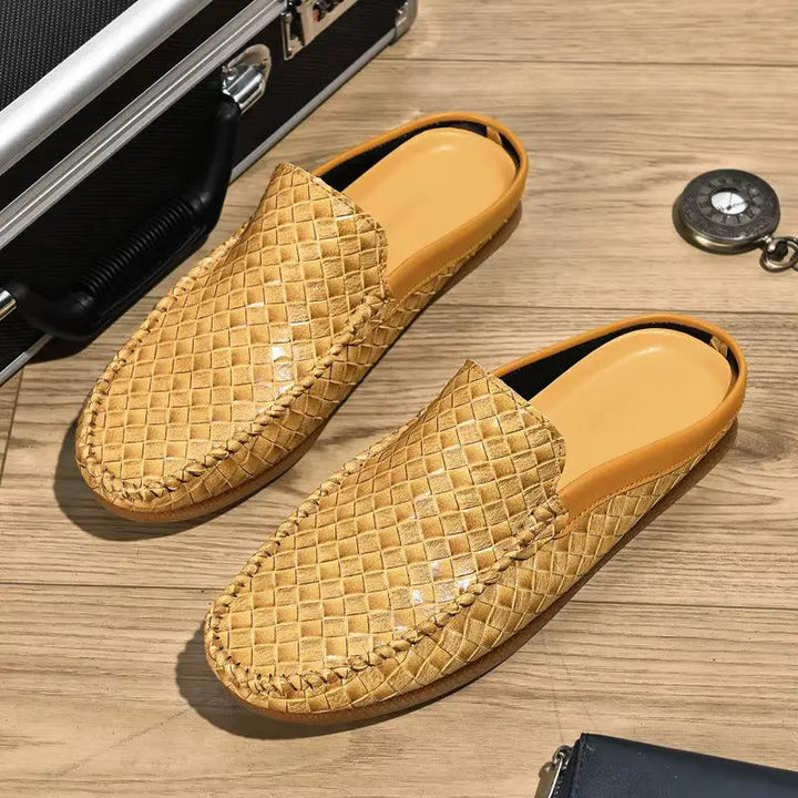 Mens Leather Slides Comfortable Slip-On