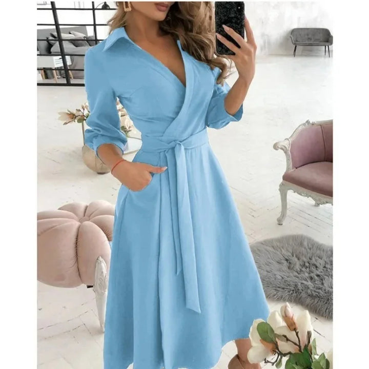 Womens Wrap Dress Long Sleeve Elegant Style