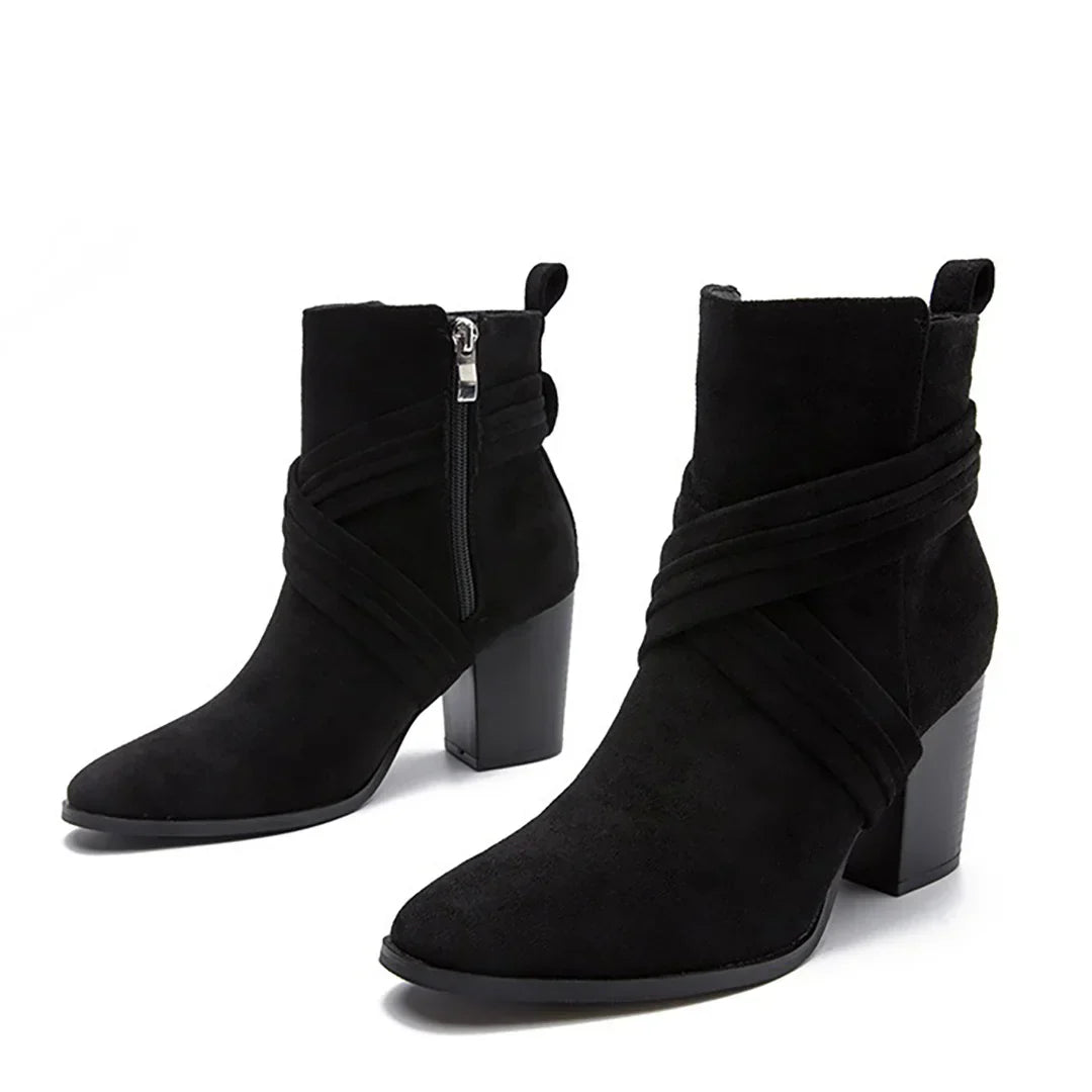 Womens Ankle Boots Leather Slip-On
