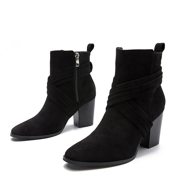 Womens Ankle Boots Leather Slip-On