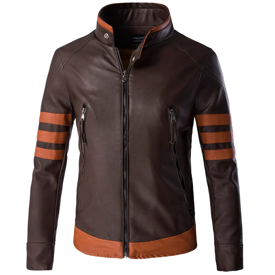 Mens Biker Jacket PU Leather Classic Fit - BritishMode