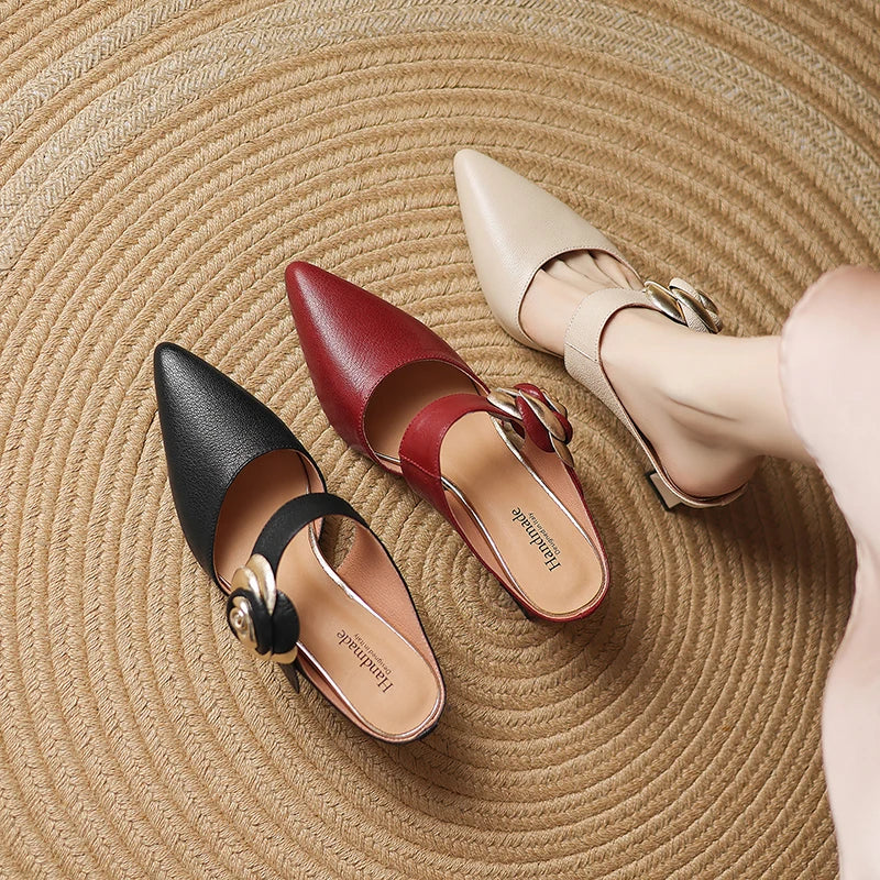 Womens Genuine Leather Heels Classic Fit